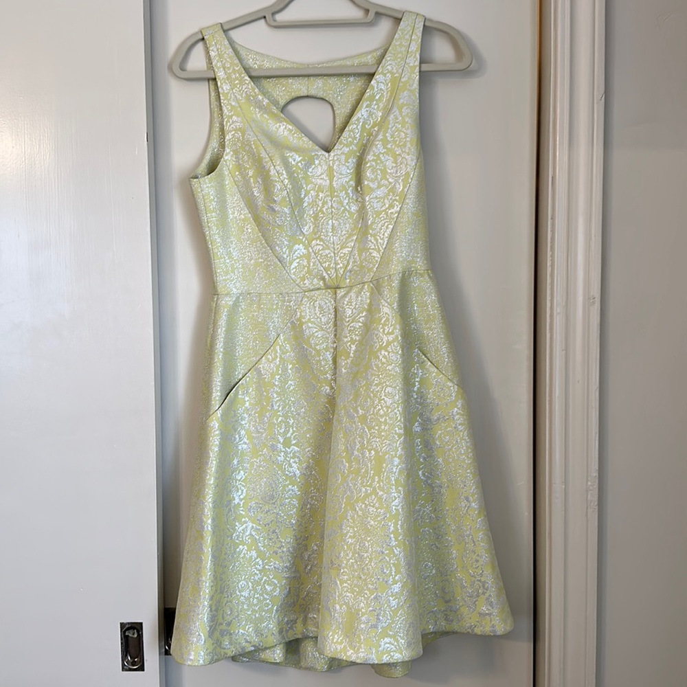 (Yoana Baraschi Blue) yellow and silver v-neck dress